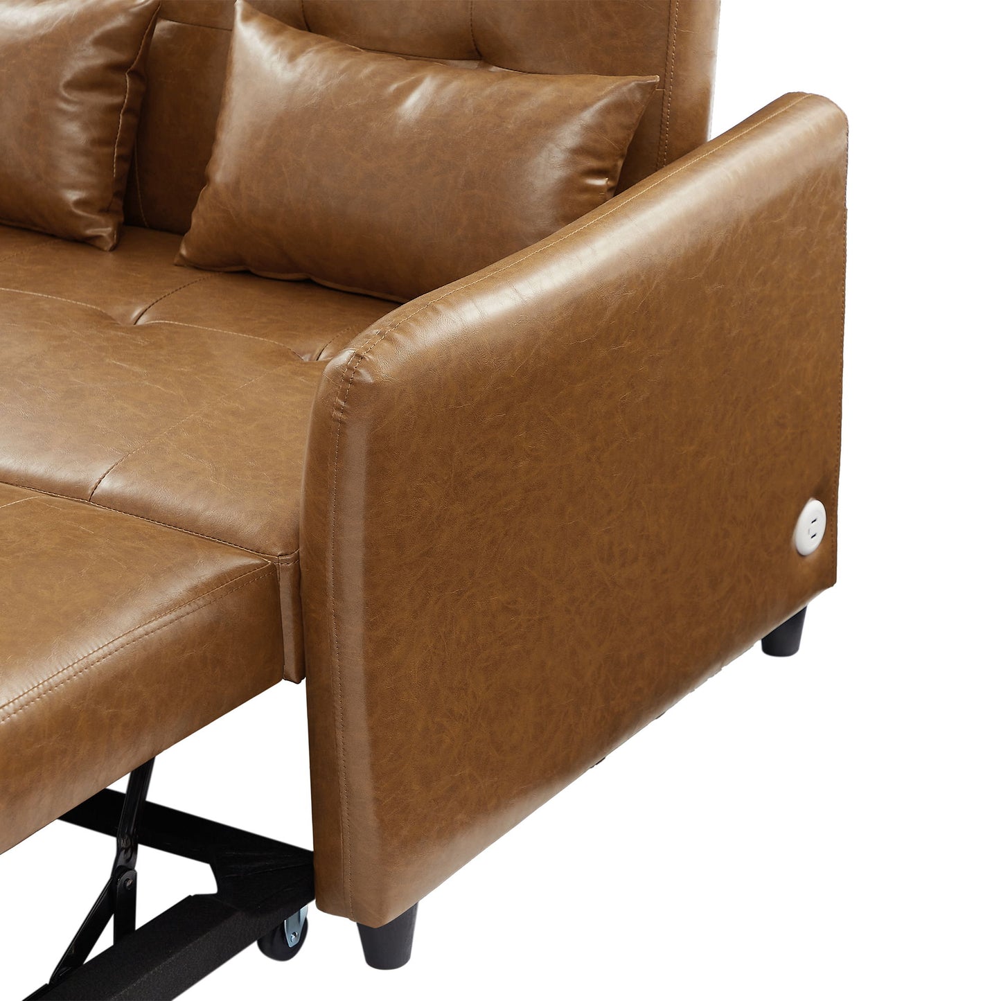Convertible Sleeper Bed, Adjustable Oversized Armchair With 3 USB Ports For Small Space - Brown