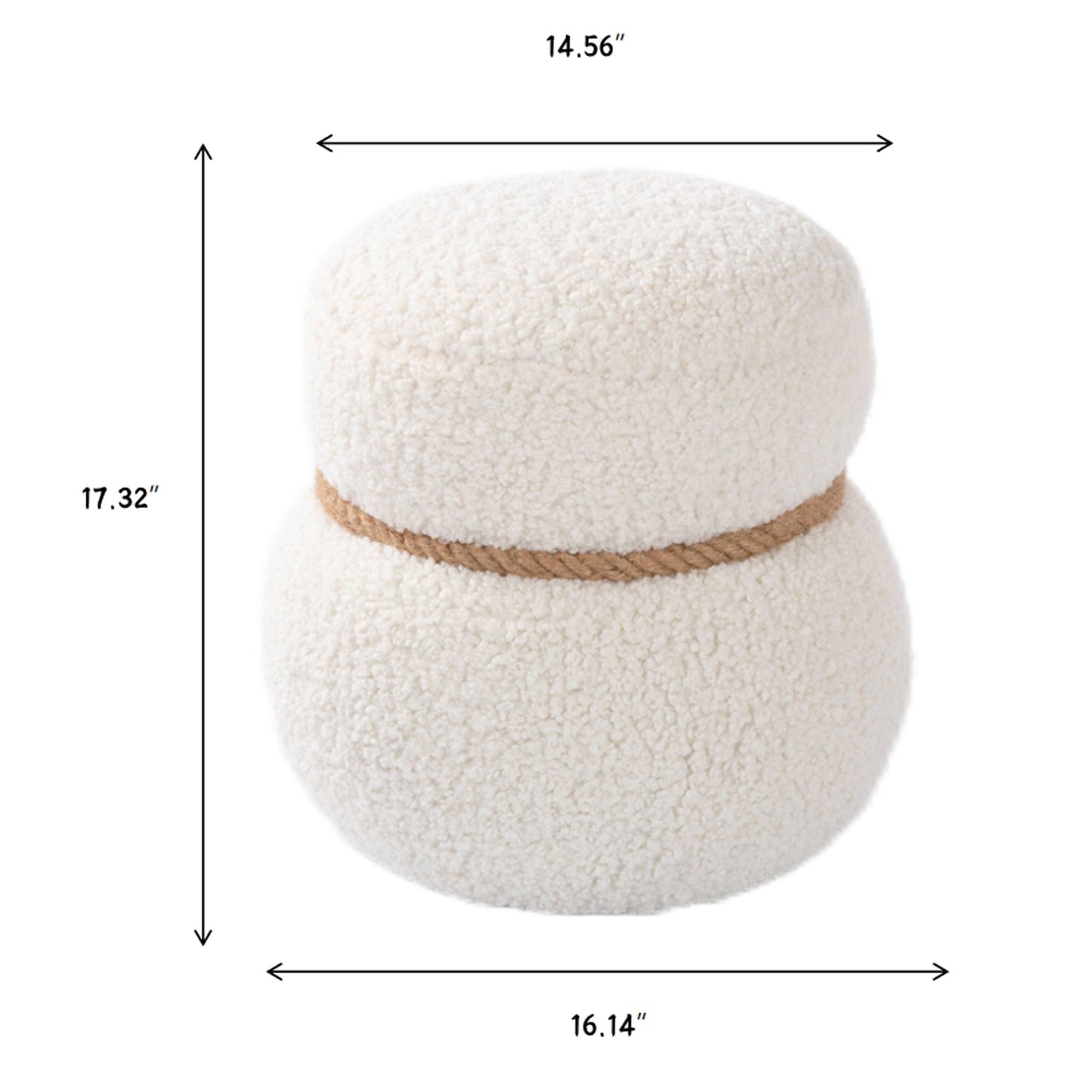 Snowman Stool With Greig Plush Cushion, Playful And Cute Design For Any Space - White