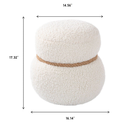 Snowman Stool With Greig Plush Cushion, Playful And Cute Design For Any Space - White
