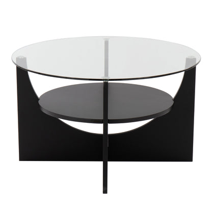 U - Shaped Contemporary Coffee Table - Black / Clear