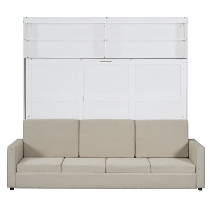 Queen Size Murphy Wall Bed With Sofa - White