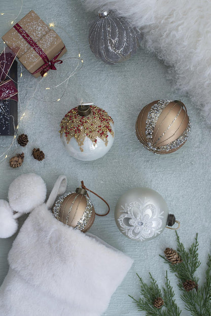 Christmas Ball Ornaments, Decorative Hanging Ball Christmas Tree Ornaments For Holiday Decorations (Set of 6) - White