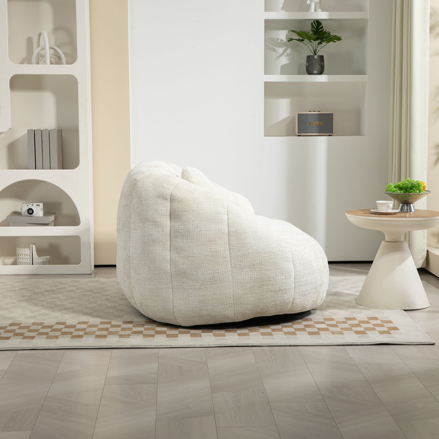 High Back Bean Bag Sofa Couch For Adults And Kids, Comfortable Lounger, Indoor & Outdoor Use - White