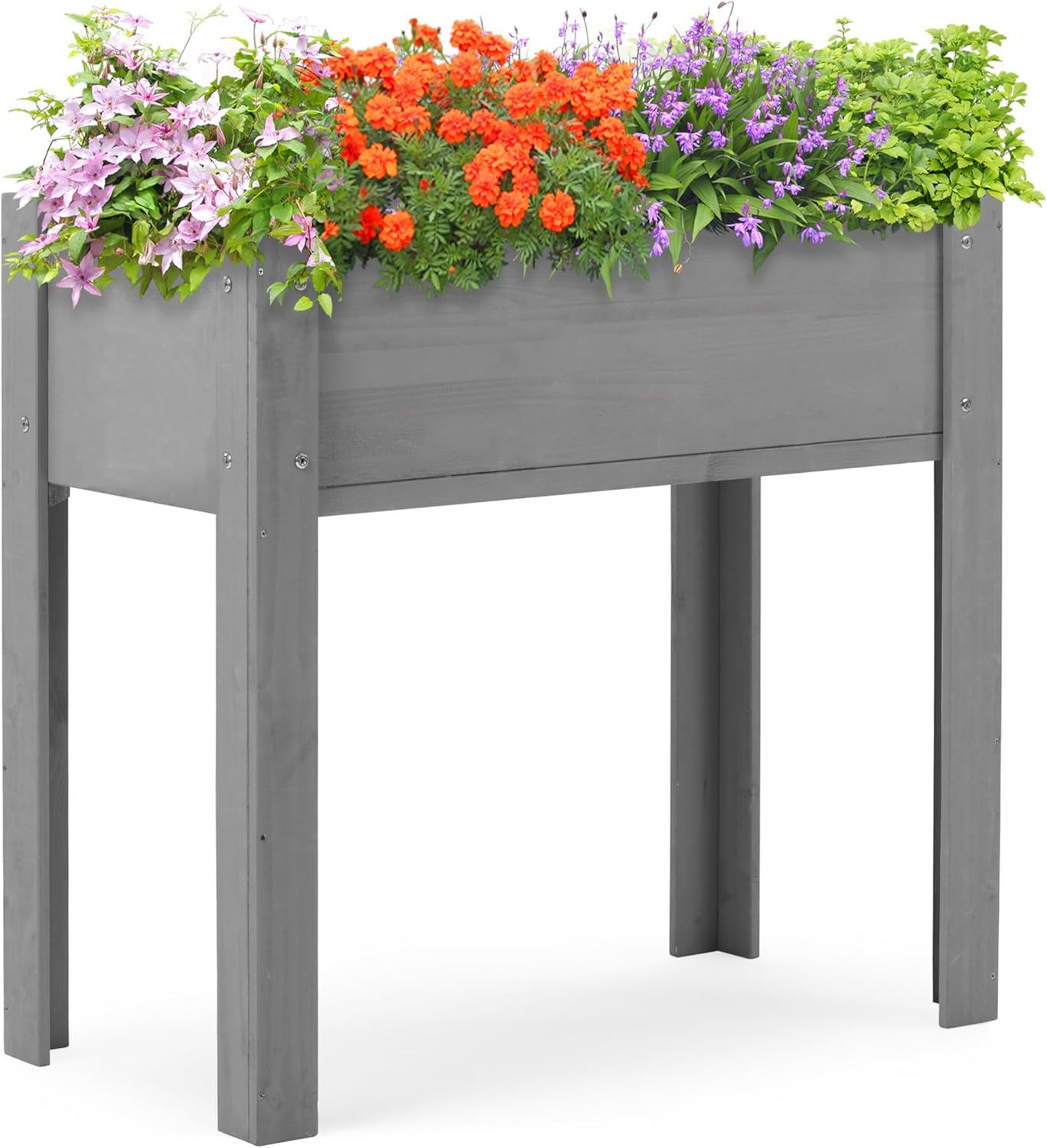 Raised Garden Bed With Legs, Elevated Planter Box For Outdoor Plants Flowers Fruits Vegetable Herb Growingg - Gray