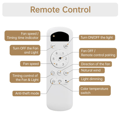 Modern Ceiling Fan With 22W LED Light And Remote Control 5 ABS Blades For Living Room - White