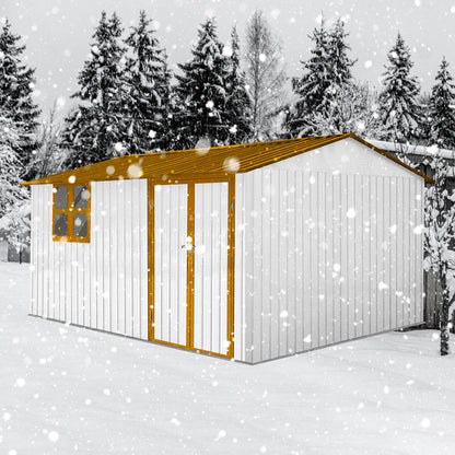 10'x12' Garden Sheds Outdoor Storage Sheds With Window - White / Yellow