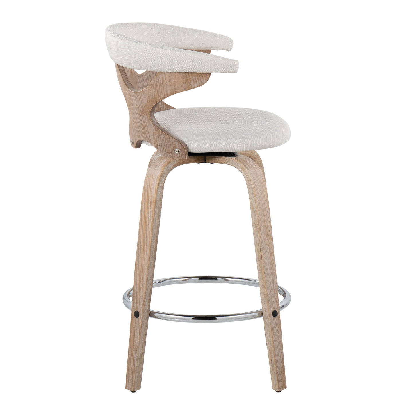 Gardenia - Contemporary Fixed Height Counter Stool With Swivel With Round Footrest (Set of 2) - White Washed / Cream