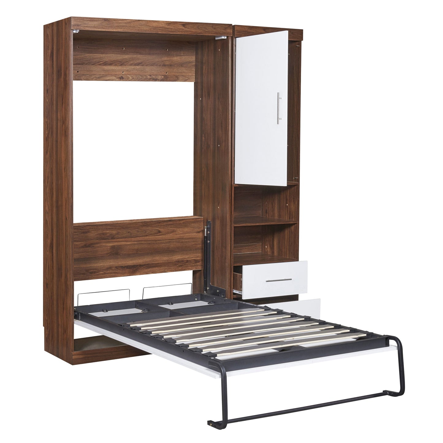 Twin Size Murphy Wall Bed With Cabinet - White
