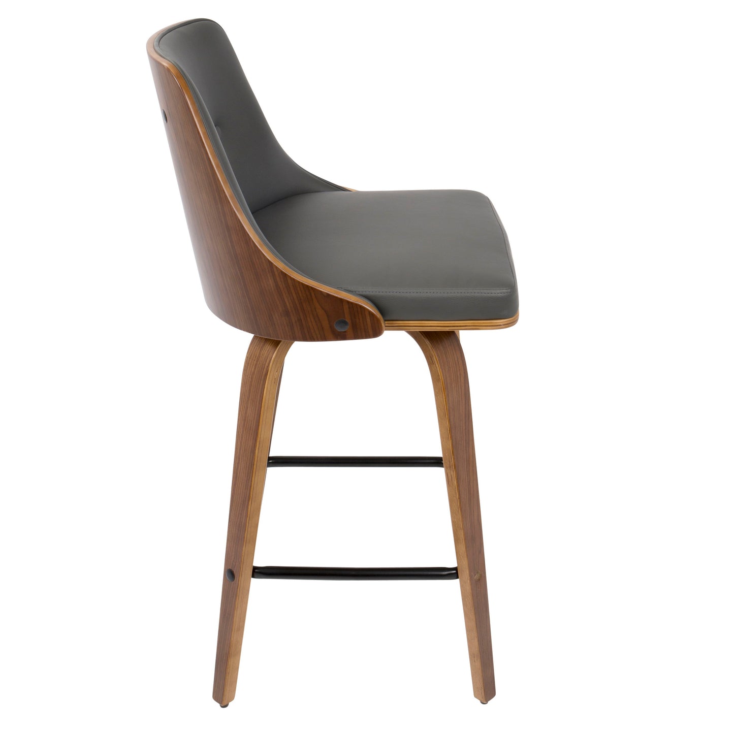 Gianna - Mid-Century Modern Counter Stool (Set of 2) - Walnut / Gray