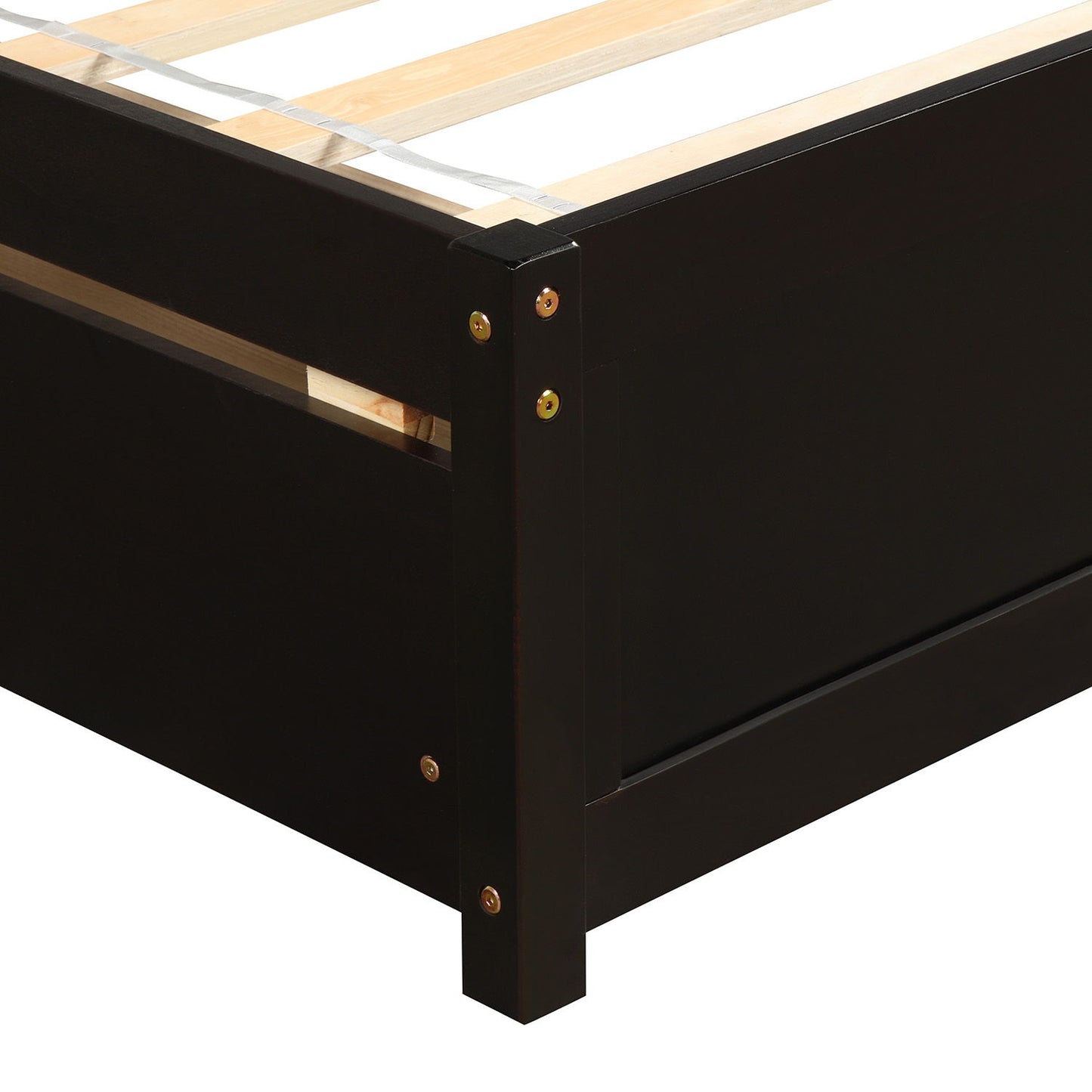 Twin Platform Storage Bed Frame With Two Drawers And Headboard - Espresso