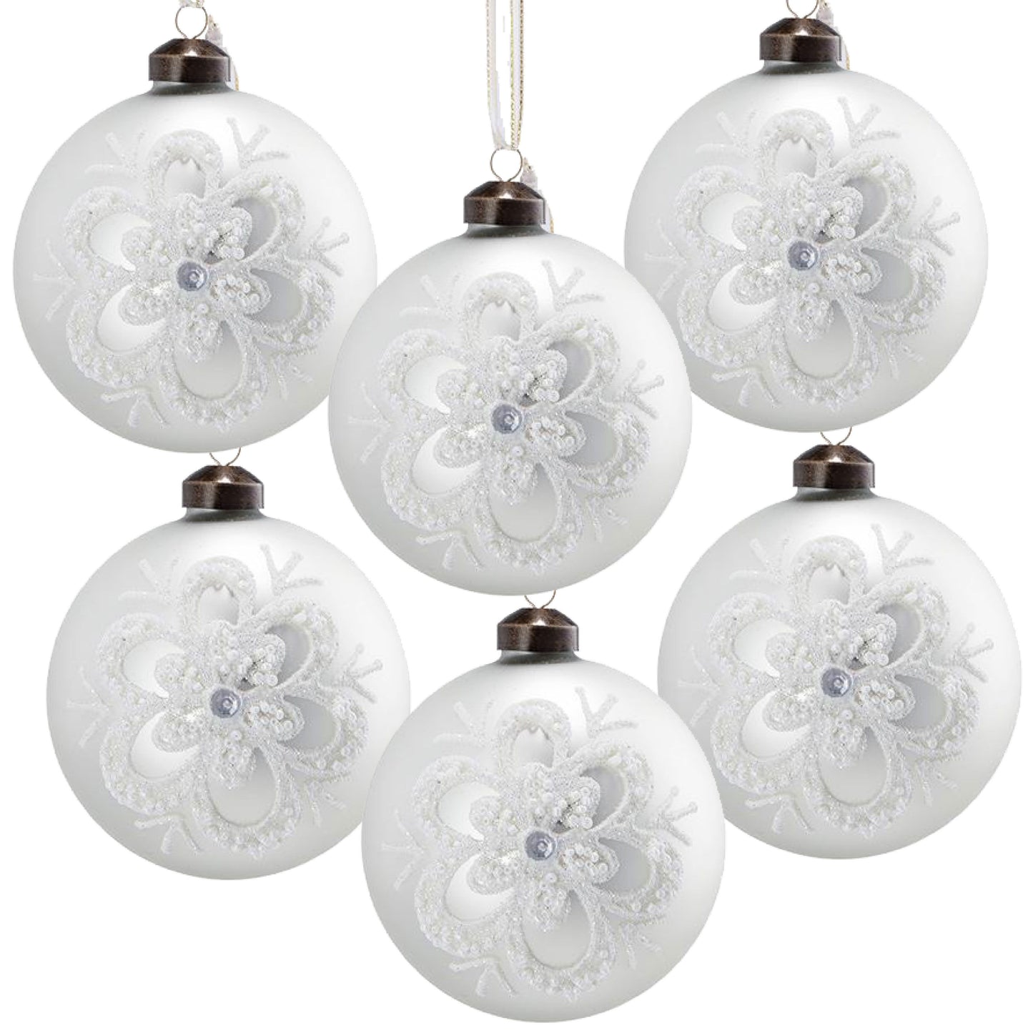 Christmas Ball Ornaments, Decorative Hanging Ball Christmas Tree Ornaments For Holiday Decorations (Set of 6) - White