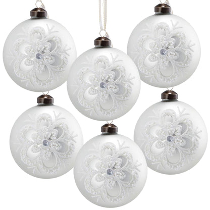 Christmas Ball Ornaments, Decorative Hanging Ball Christmas Tree Ornaments For Holiday Decorations (Set of 6) - White