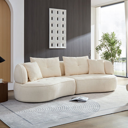 4 Seat Modular Sofa With Removable Pillows, Durable Fabric And Solid Wood Frame - White