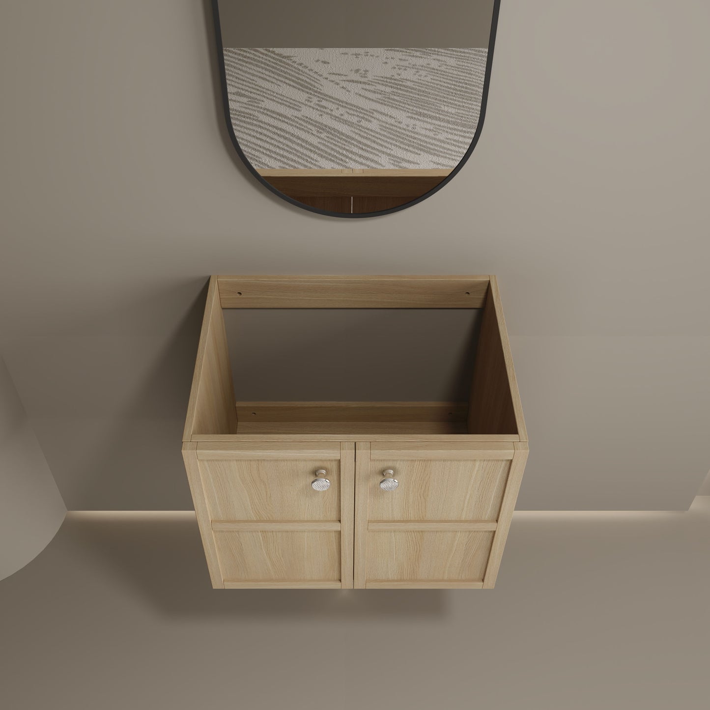 Modern Wall Mounted 24" Bathroom Vanity With 2 Soft Closing Doors, Excluding Sink - Oak