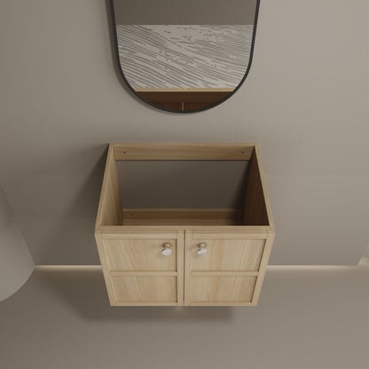Modern Wall Mounted 24" Bathroom Vanity With 2 Soft Closing Doors, Excluding Sink - Oak