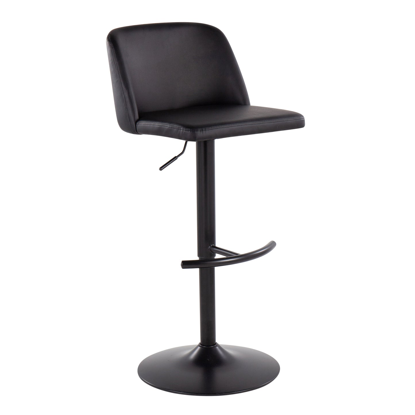Toriano - Contemporary Adjustable Bar Stool With Rounded T Footrest (Set of 2) - Black