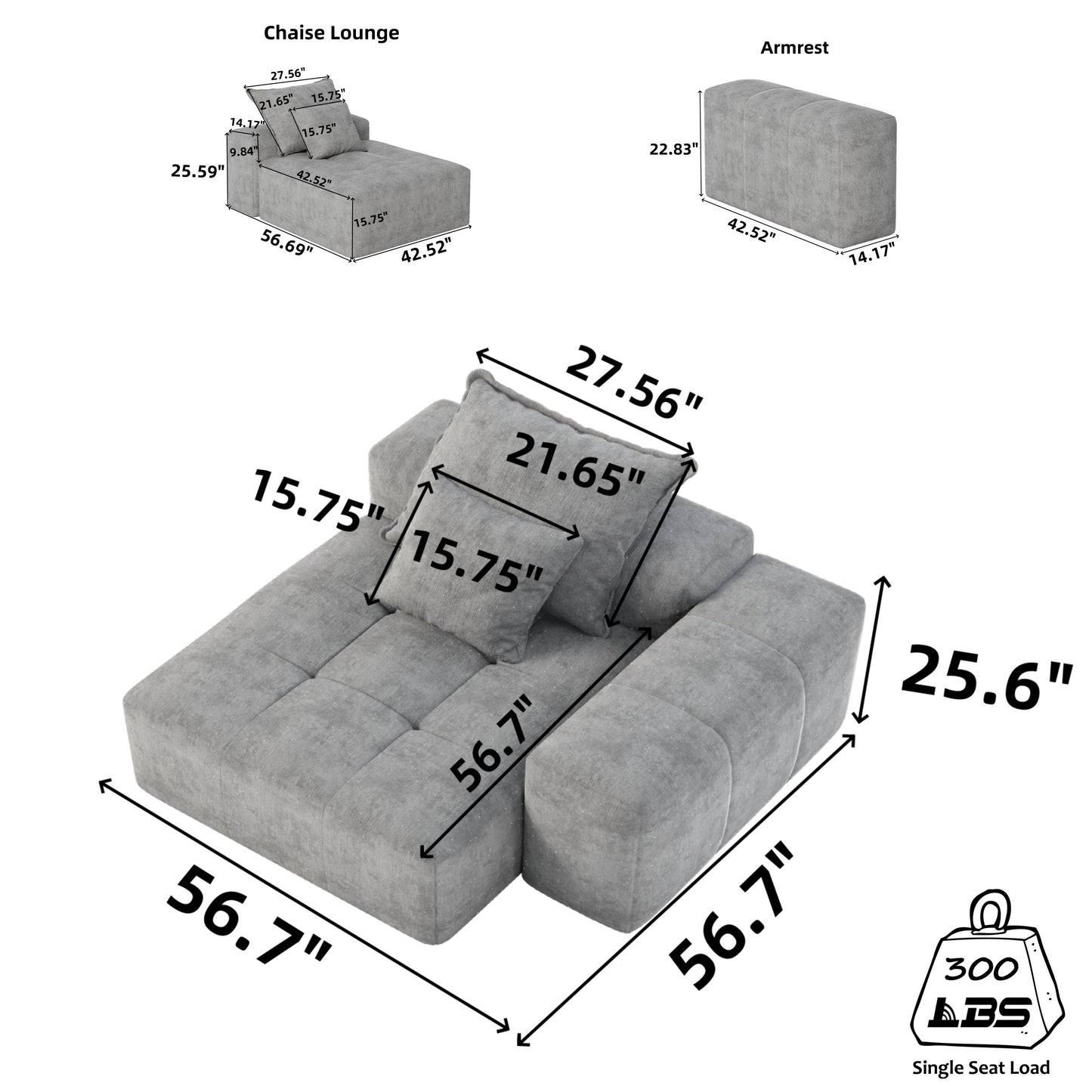 Modern Oversized Modular Sectional Sofa, Sparkling Chenille Fabric Soft Cushion Sofa With 2 Pillows, Diy Combination Tufted Sofa, No Assembly Required - Beige