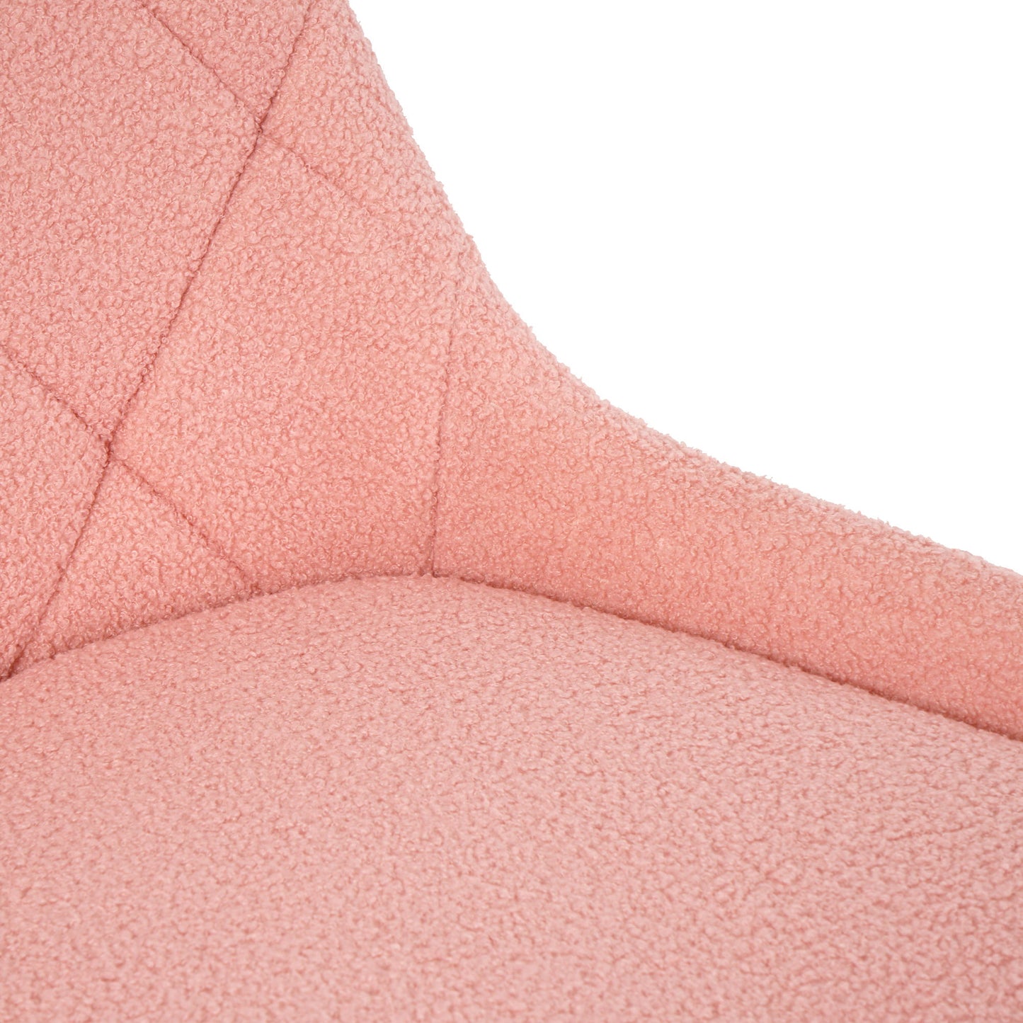 Modern Teddy Velvet Fabric Dining Chair With Golden Electroplated Legs, Soft And Comfortable, Adjustable And Space Saving - Pink