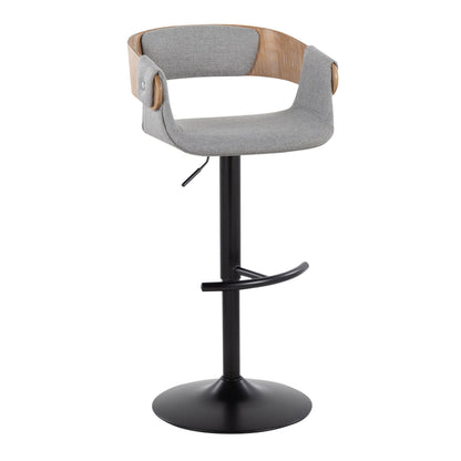 Elisa - Mid-Century Modern Adjustable Barstool With Swivel With Rounded T Footrest (Set of 2) - Black / Whitewashed / Gray