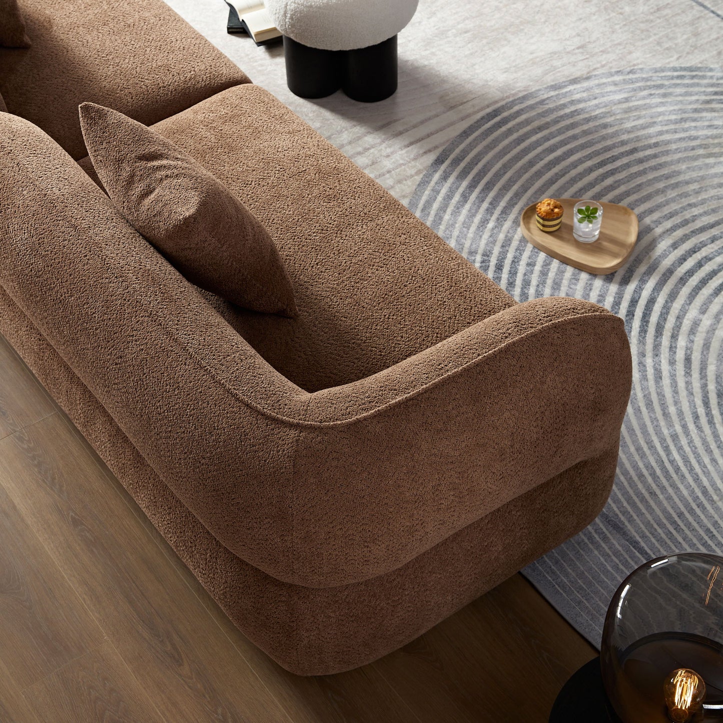 Sectional Sofa With Durable Fabric, Solid Wood Frame, And High Density Sponge Fill - Camel