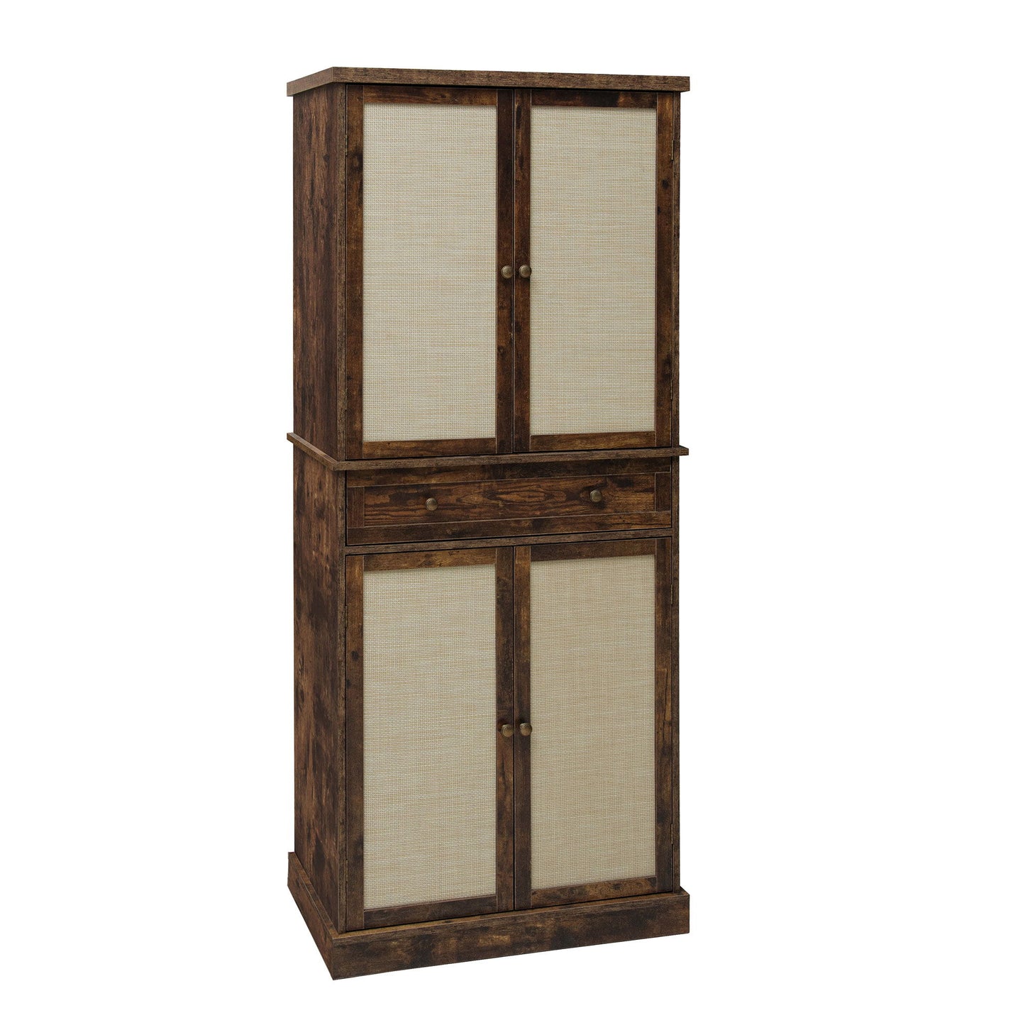 4 Door Cabinet With 1 Drawer, With 4 Adjustable Inner Shelves, Storage Cabinet - Natural