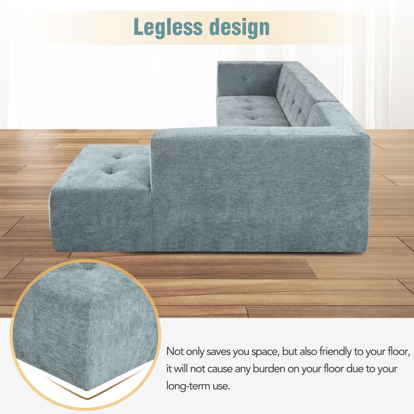 Modular Combination Living Room Sofa Set, Modern Minimalist Sofa, Living Room Upholstered Sofa Bed, Bedroom, 2 Pieces Computer Free Combination, L - Shaped - Light Gray