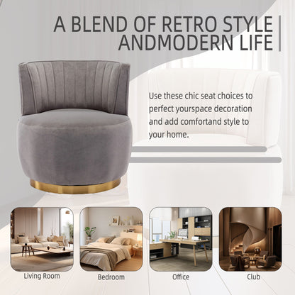 Swivel Barrel Chair, Round Armchairs With Fluffy, 360 Degree Swivel - Gray