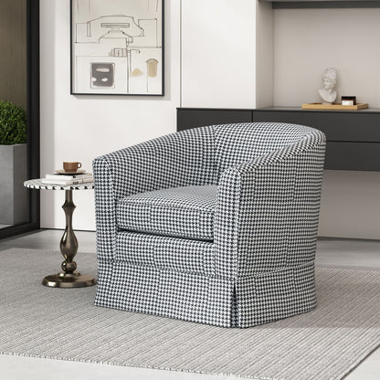 Zeniqua - Upholstered Swivel Chair With Loose Cover - White - Black