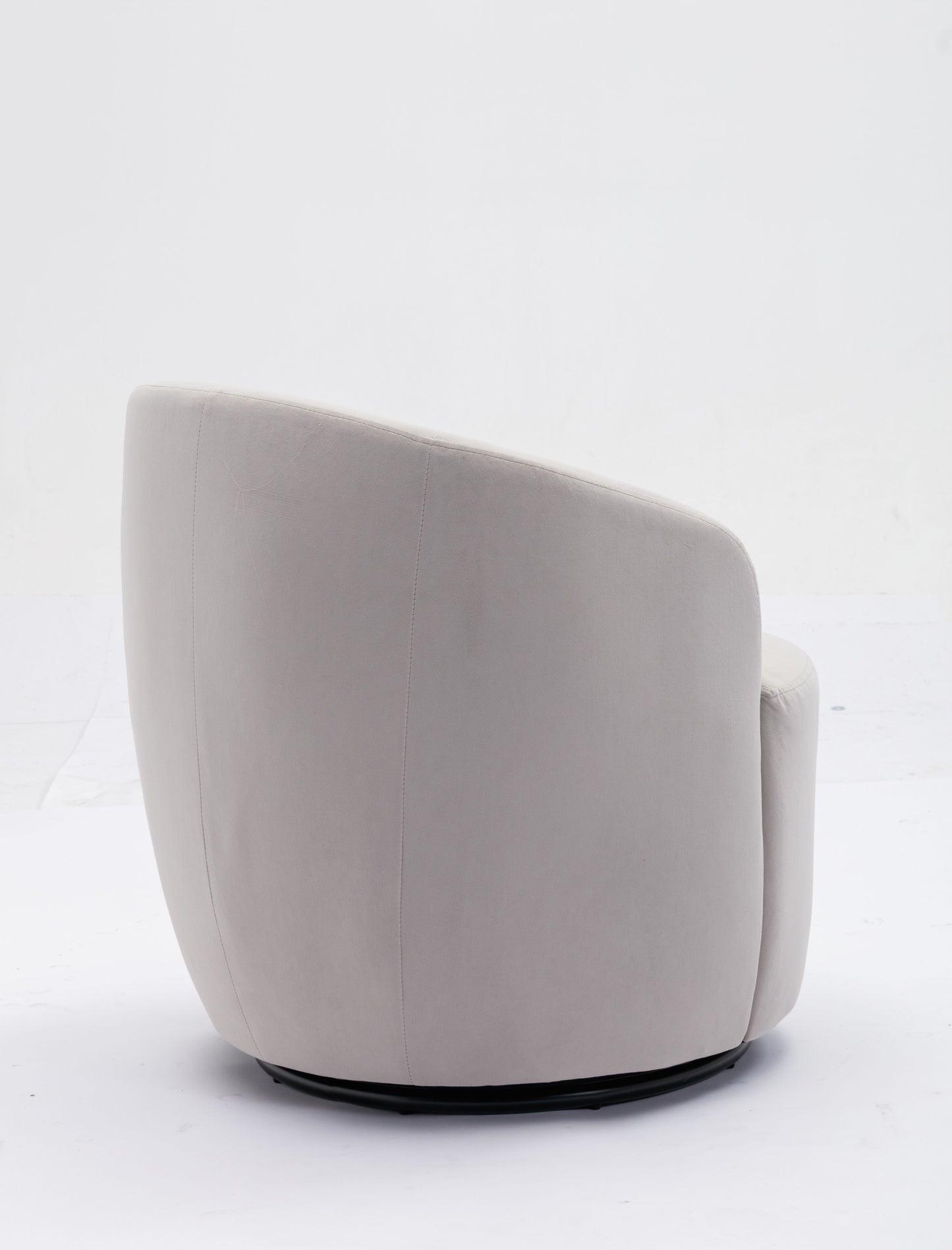 Velvet Fabric Swivel Accent Armchair Barrel Chair With Black Powder Coating Metal Ring - Gray