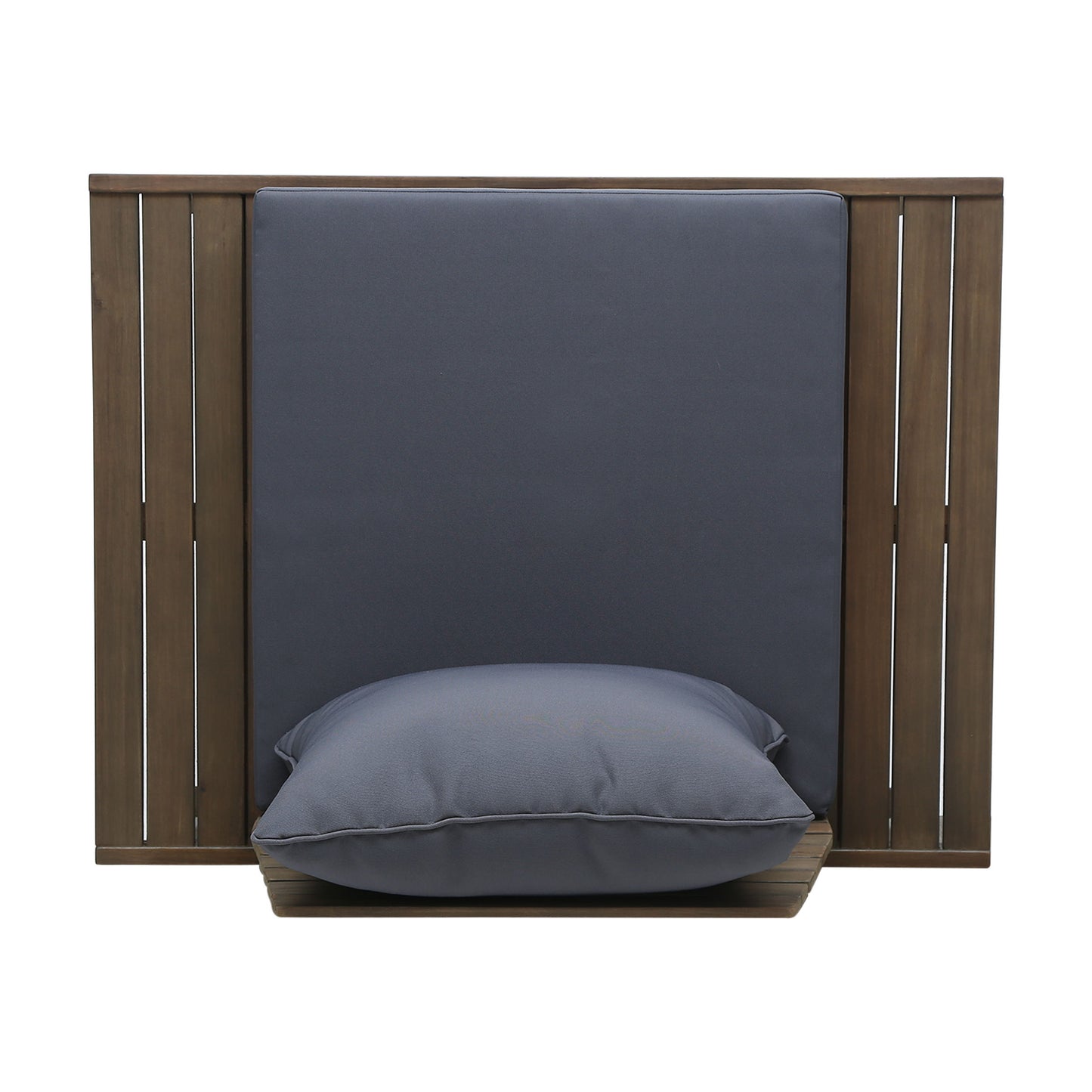 Outdoor Club Chair With Slatted Design And Water Resistance Cushion - Dark Gray