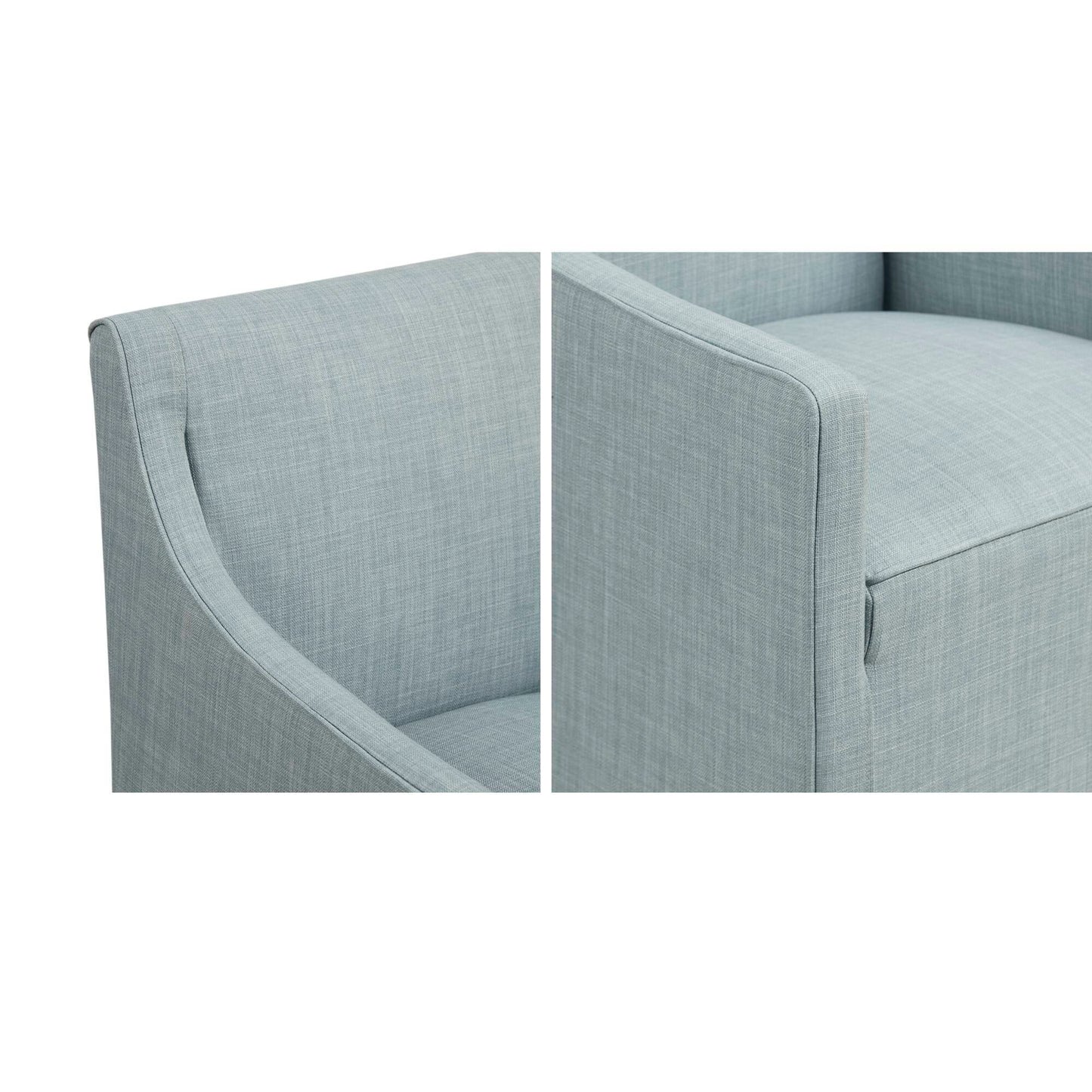 Upholstered Dining Arm Chair With Casters Woven - Light Gray Blue