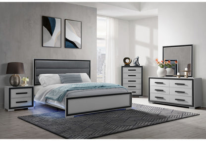 Adelaide - King Bed With LED - Gray / Black