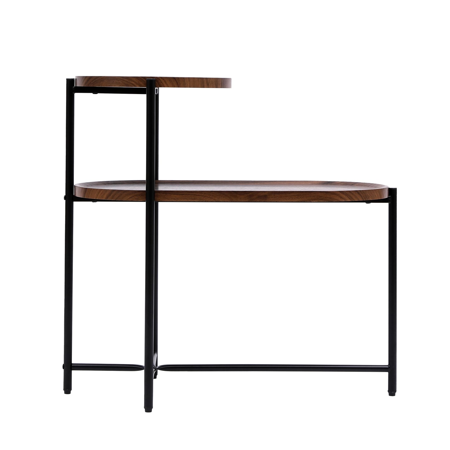 Small Coffee Tables 2 Tier Modern Sofa Side Table With Wood Storage Shelf Living Room End Tables Nightstands - Walnut Brown