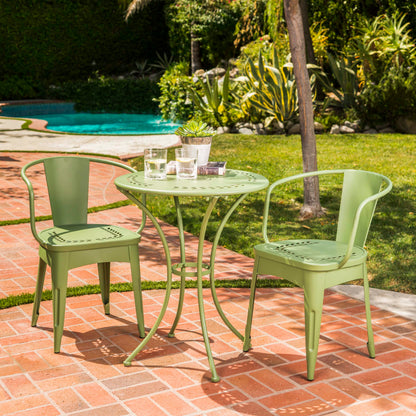 Ambrosia - 3 Piece Bistro Set With Leaf Motifs Top And Seat - Green