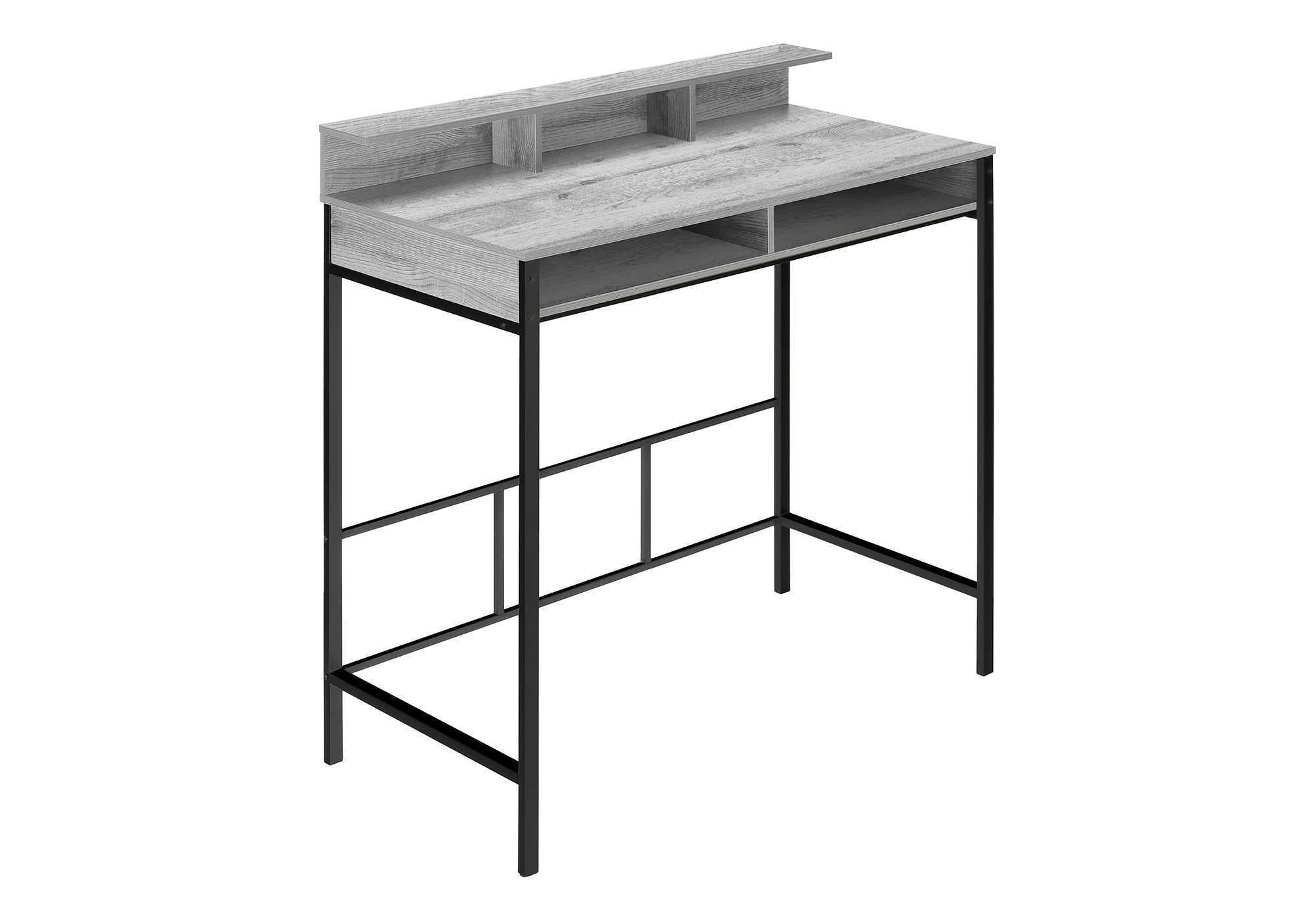 Computer Desk, Home Office, Standing, Storage Shelves, Laptop, Contemporary & Modern - Gray