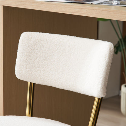 Modern Teddy Fabric Upholstered Bar Stools (Set of 4) - White / Gold