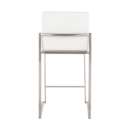 Fuji - Contemporary High Back Counter Stool (Set of 2) - White