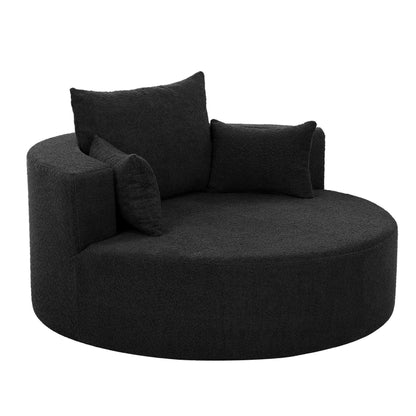 360 Degree Swivel Accent Barrel Chair With Removable Pillows - Black
