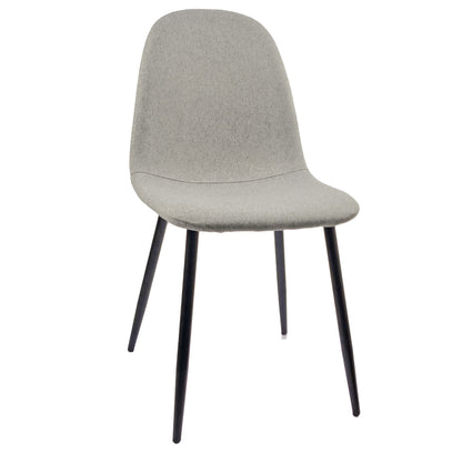 Modern Spoon Shape Dining Chairs (Set of 4) With Linen Upholstered Seat And Metal Legs - Light Gray