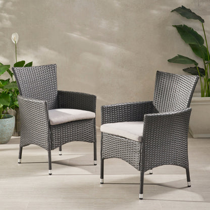 Dimensional Outdoor Dining Chair With Cushion Seat And Iron Frame (Set of 2) - Gray