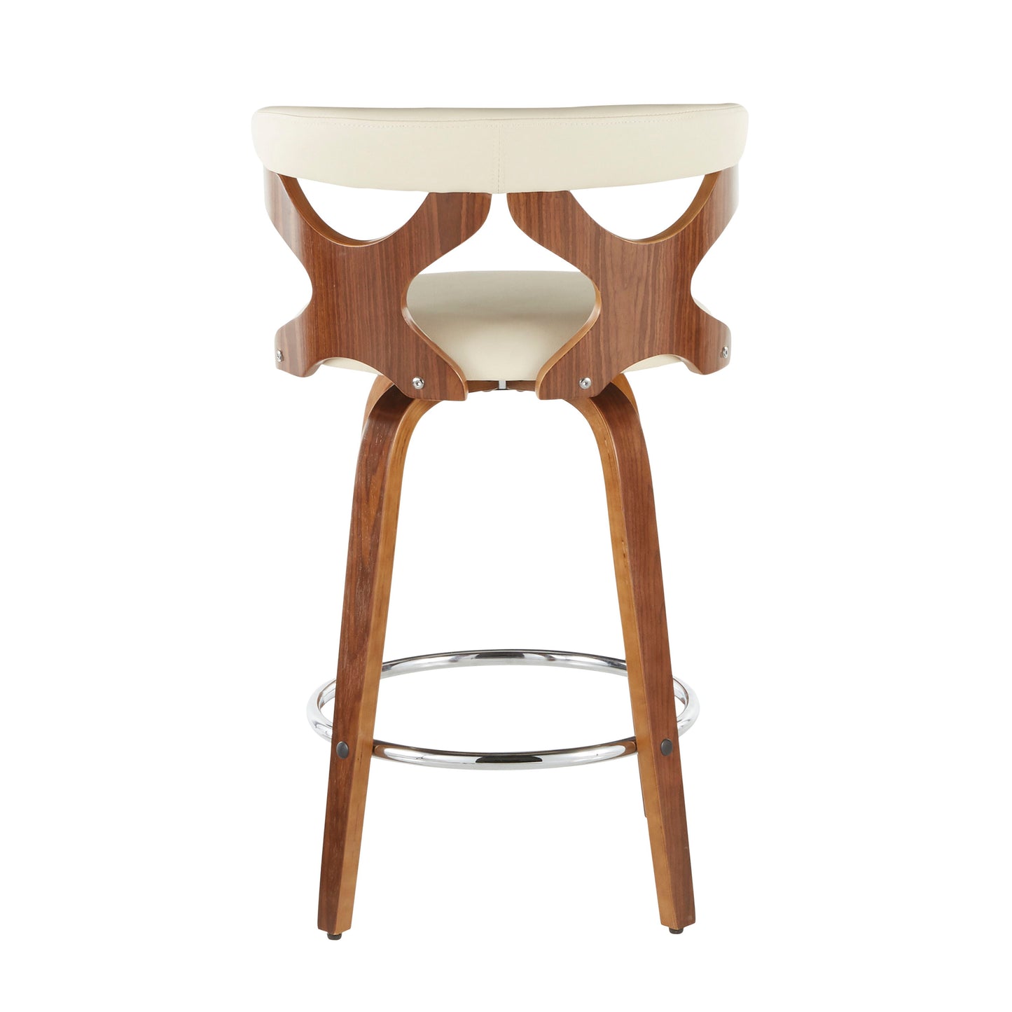 Gardenia - Mid-Century Modern Counter Stool (Set of 2) - Walnut / Cream