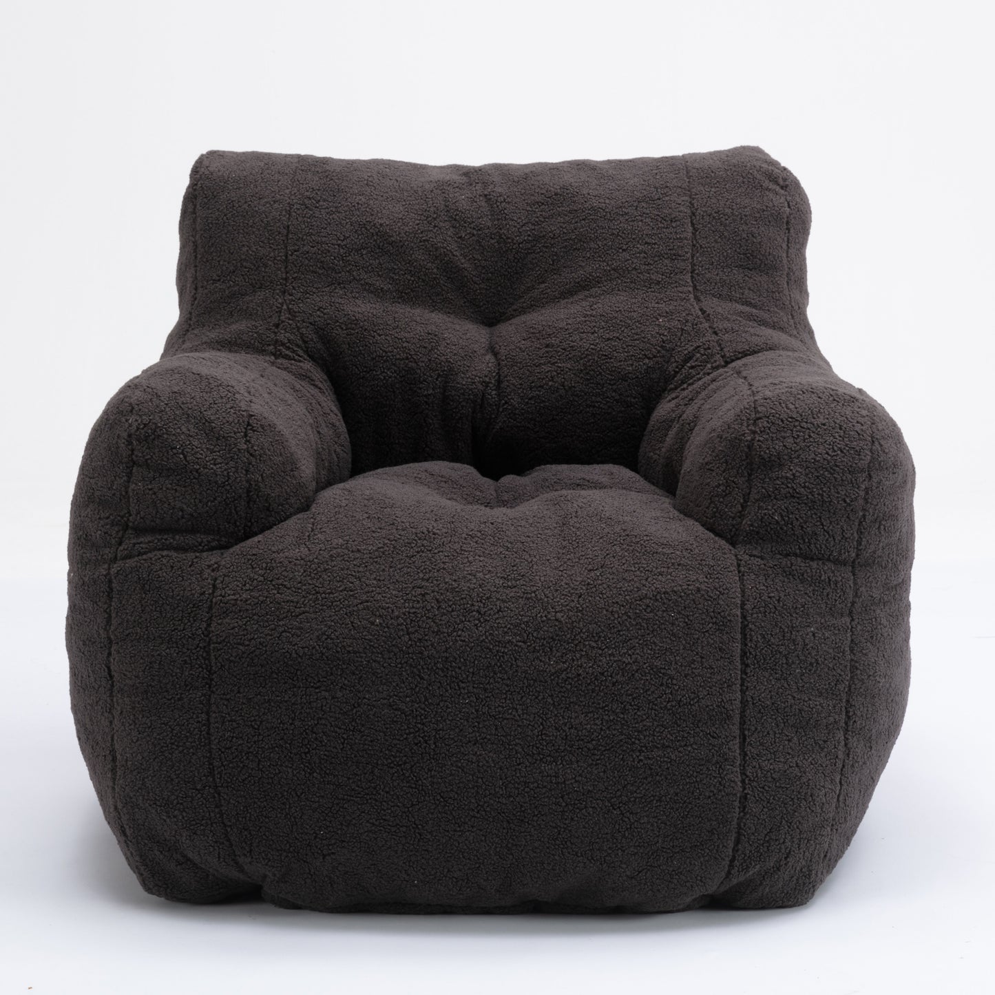 Soft Teddy Fabric Tufted Foam Bean Bag Chair With Teddy Fabric - Dark Gray