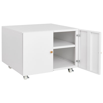 Office Furniture Copier Cabinet 2 Door Steel Copier Stand Mobile Pedestal File Printer Stand - White