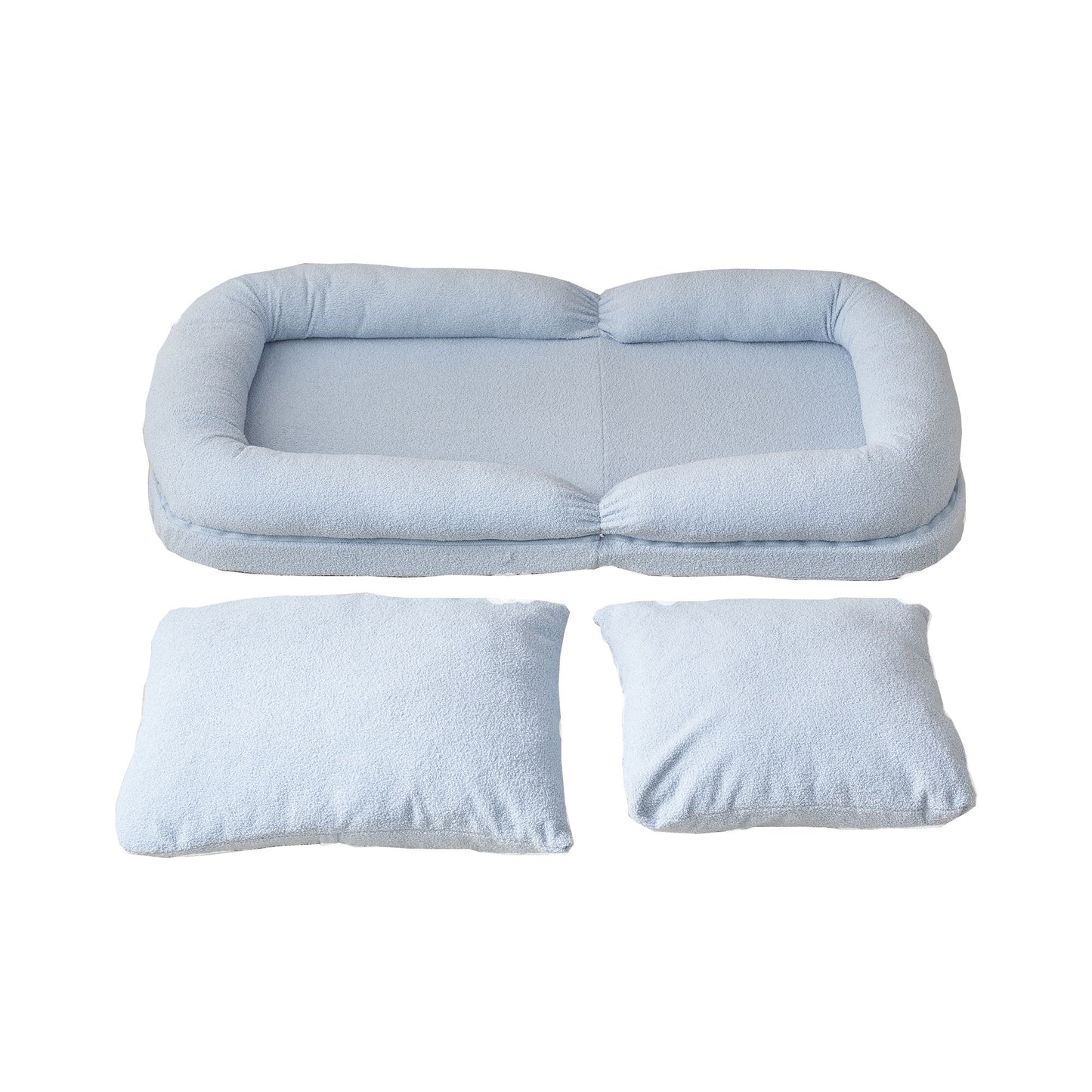 Triple Fold Down Blue Metal Sofa Bed - Blue