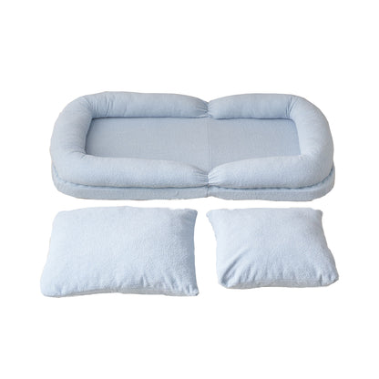 Triple Fold Down Blue Metal Sofa Bed - Blue