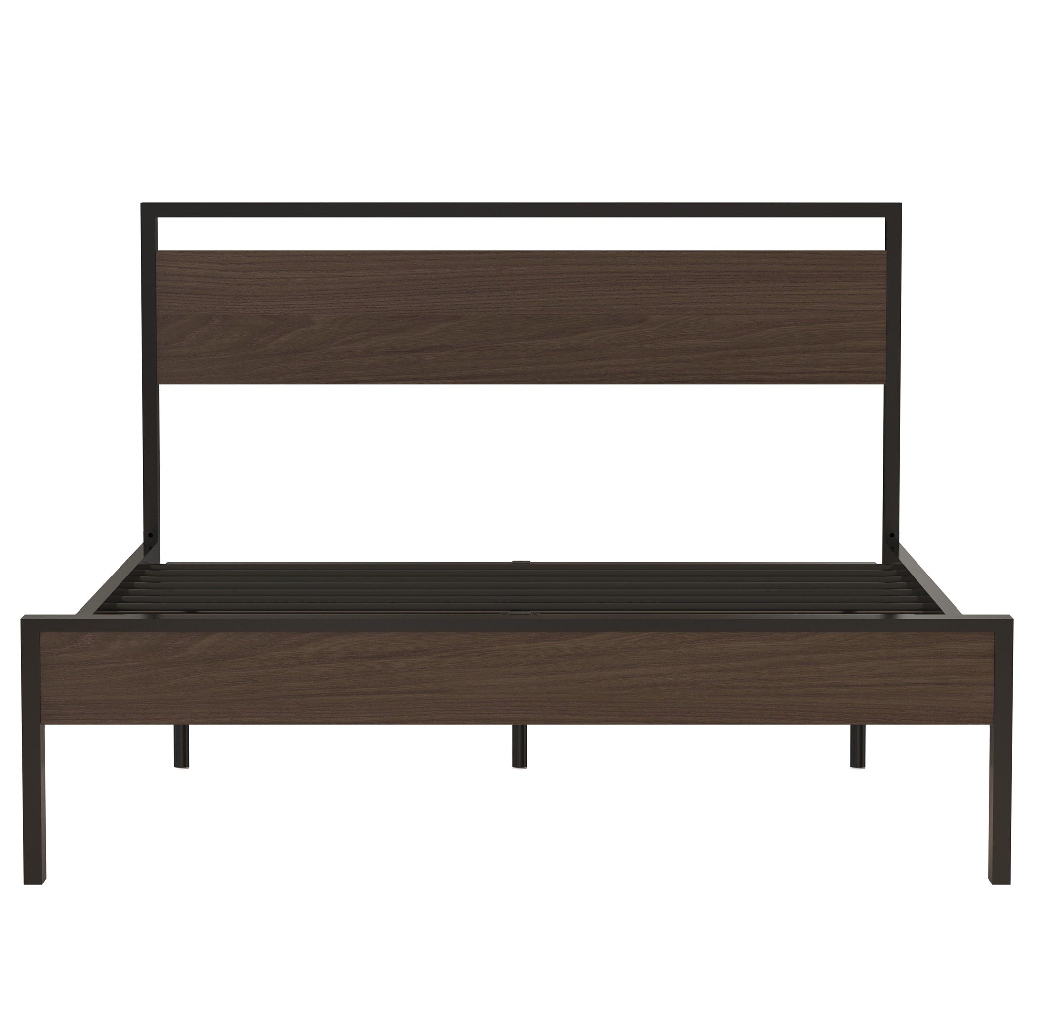 Ceres - Queen Bed With Wood Headboard & Footboard - Black And Walnut