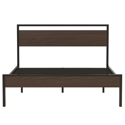 Ceres - Queen Bed With Wood Headboard & Footboard - Black And Walnut