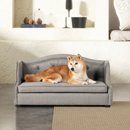 Robin - Tufted Wingback Pet Sofa Bed, Medium, Uptown Resistant High - Gray Stain
