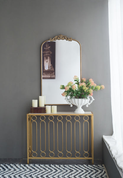 Arch Mirror, Baroque Inspired Wall Decor For Bathroom, Bedroom, Living Room - Gold