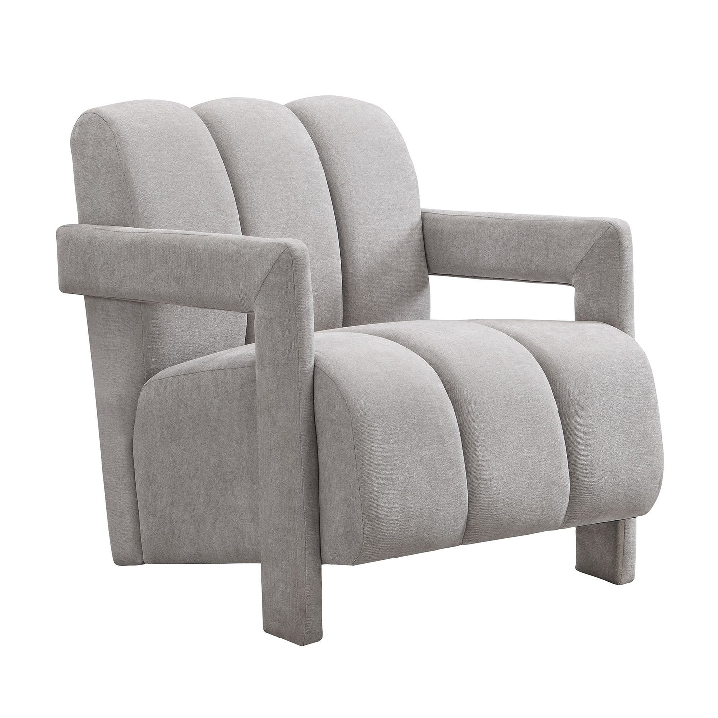 Modern Minimalist Leisure Armchair With L Shaped Armrests For Living Room - Gray
